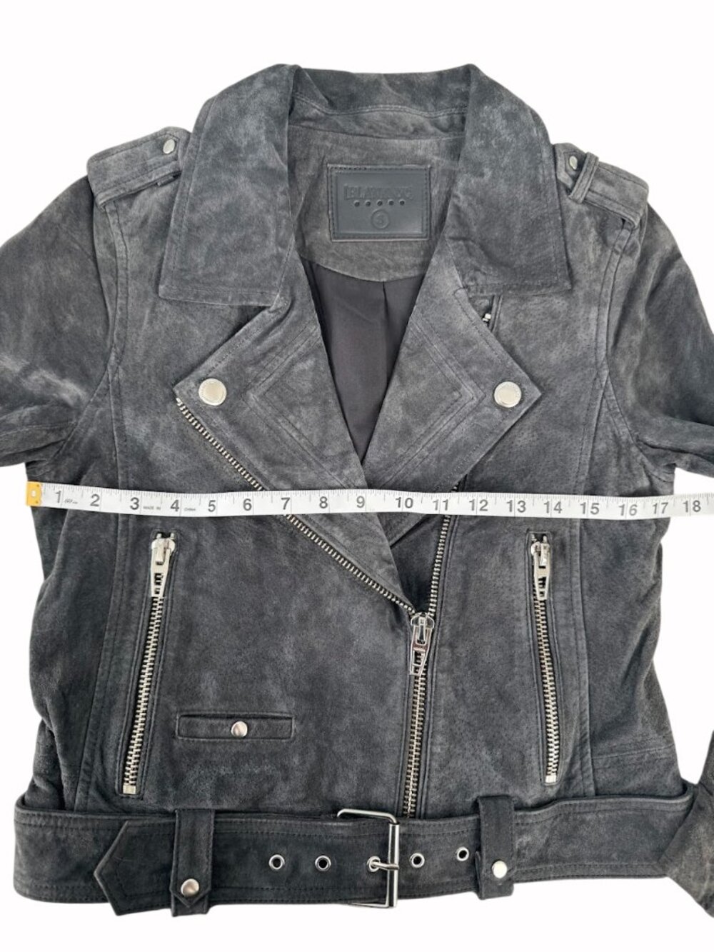 BLANKNYC Gray Suede Moto Jacket Size S Belted Biker - Picture 5 of 8